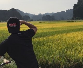 Photo of back of SMU student in Vietnam