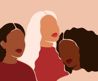 A colorblock cover from a zine of three women of color.