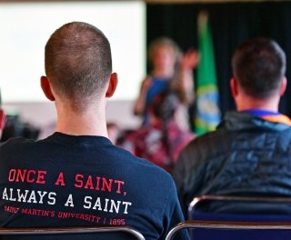 Photo of the back of a student's shirt