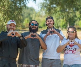 Photo of students with Fr. Peter