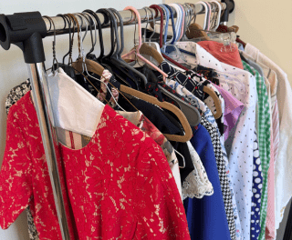 Close up of professional clothing on a rack