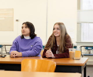 Students listen attentively in class