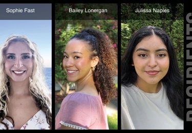 Headshots of the three Trustee Scholarship recipients