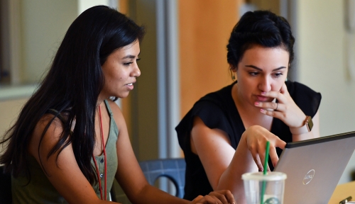 Students selecting classes