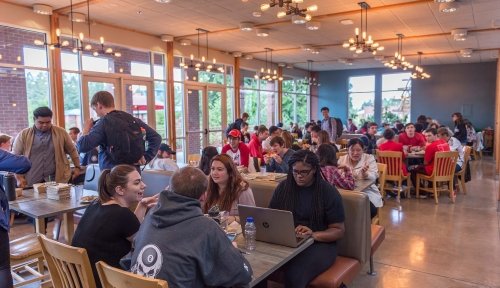 Students dining in St. Gertrude's Cafe