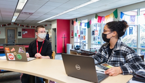 Students in Trautman Union Building