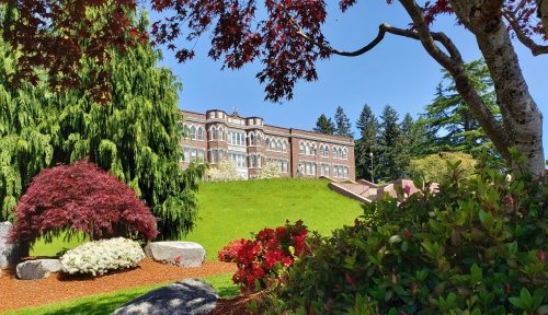 Photo of all the flowers around Old Main