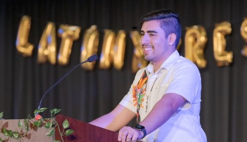 Photo of a student giving a speech