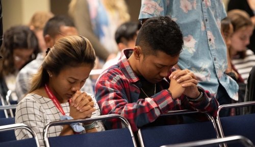 Students praying