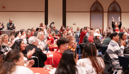 A large group of staff