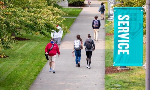 Photo of students walking on campus
