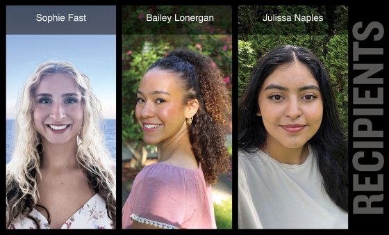 Headshots of the three Trustee Scholarship recipients