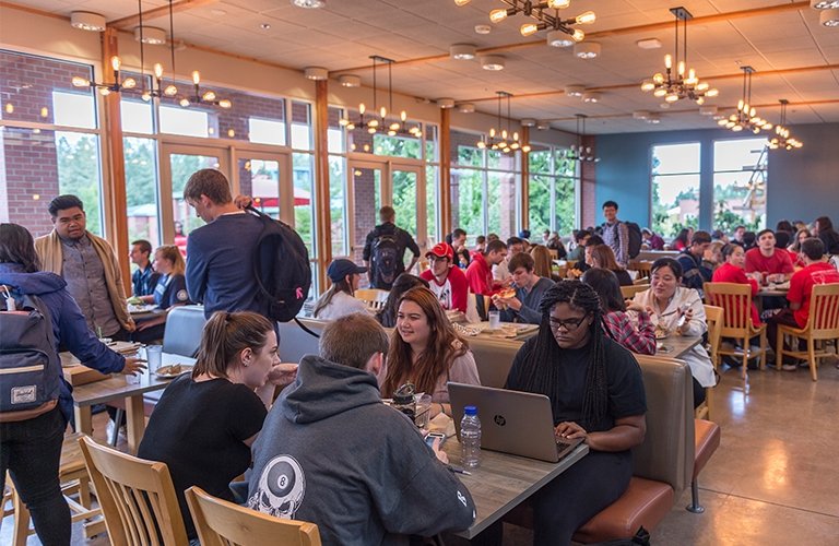 Photo of a students in St. Gertrude Cafe