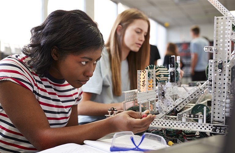 Photo of a student working on a project
