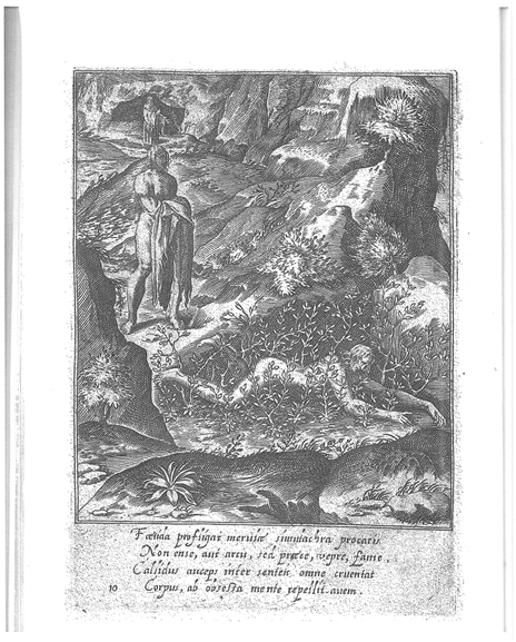 Book illustration of St. Benedict, with Latin text underneath