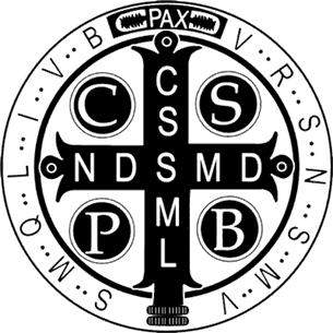 Medal of St. Benedict in black and white