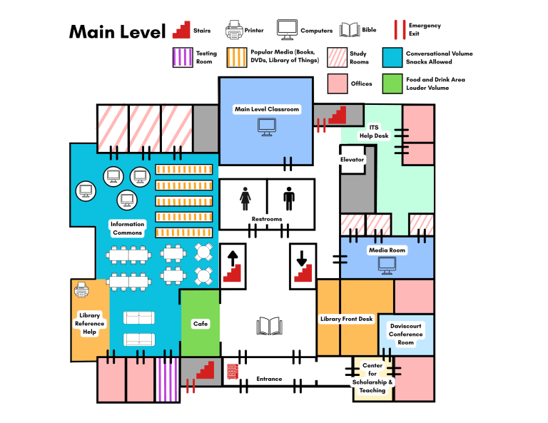 map of the library main level