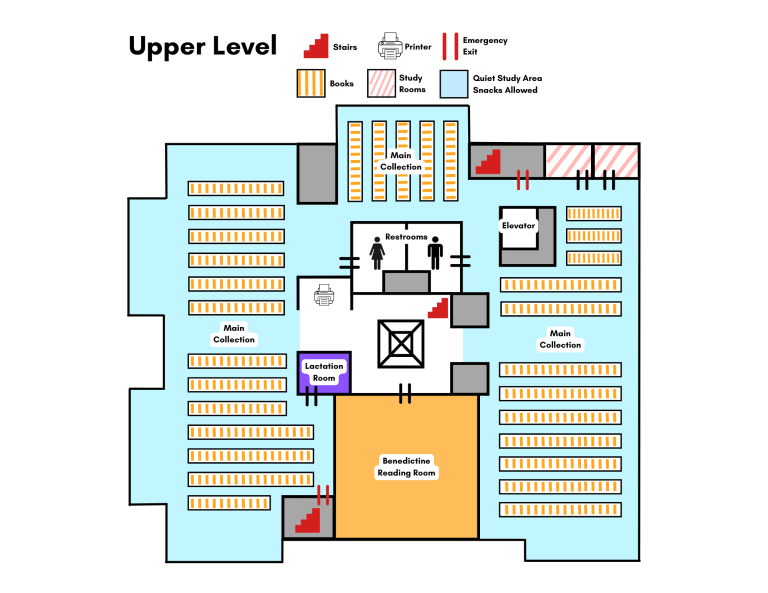 map of the library upper level