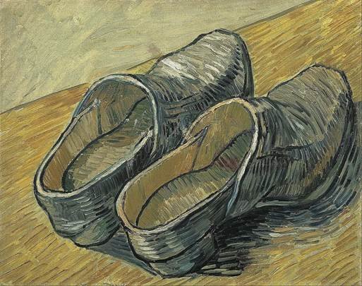 Vincent Van Gogh painting of a pair of leather clogs
